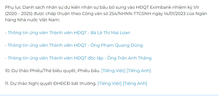 Lộ diện nhân sự dự kiến bổ sung vào HĐQT Eximbank nhiệm kỳ VII (2020-2025)