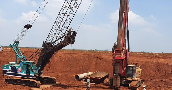 Thi công móng cọc Nhà ga hành khách sân bay Long Thành.