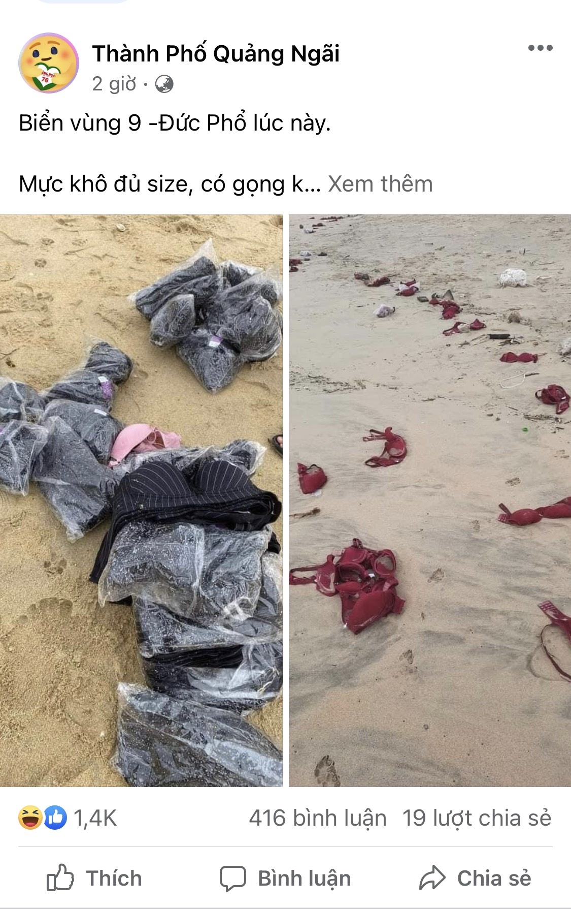 Hàng trăm chiếc áo ngực không rõ nguồn gốc trôi dạt vào bờ biển Quảng Ngãi - ảnh 2